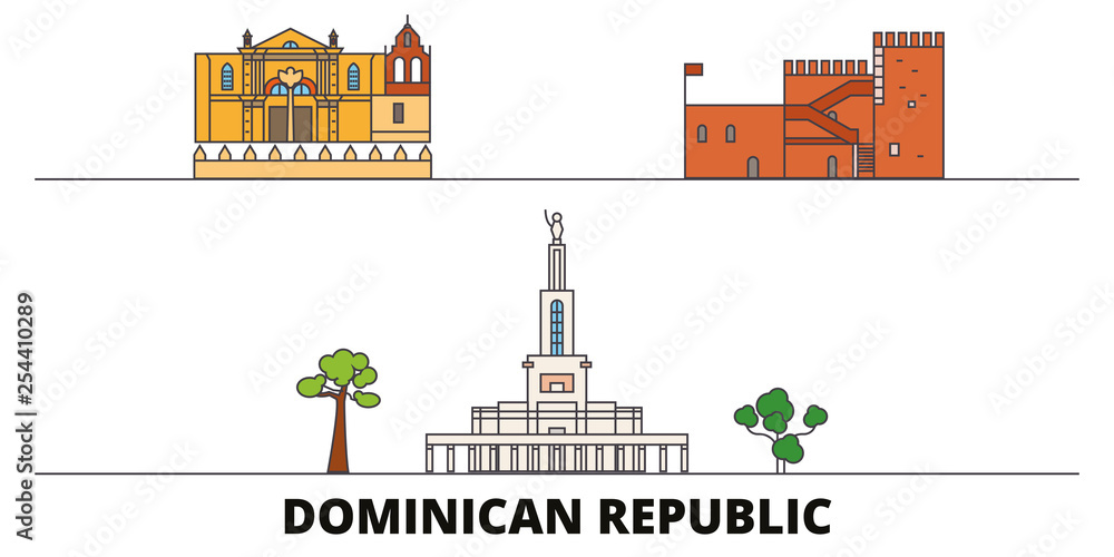 Dominican Republic flat landmarks vector illustration. Dominican ...