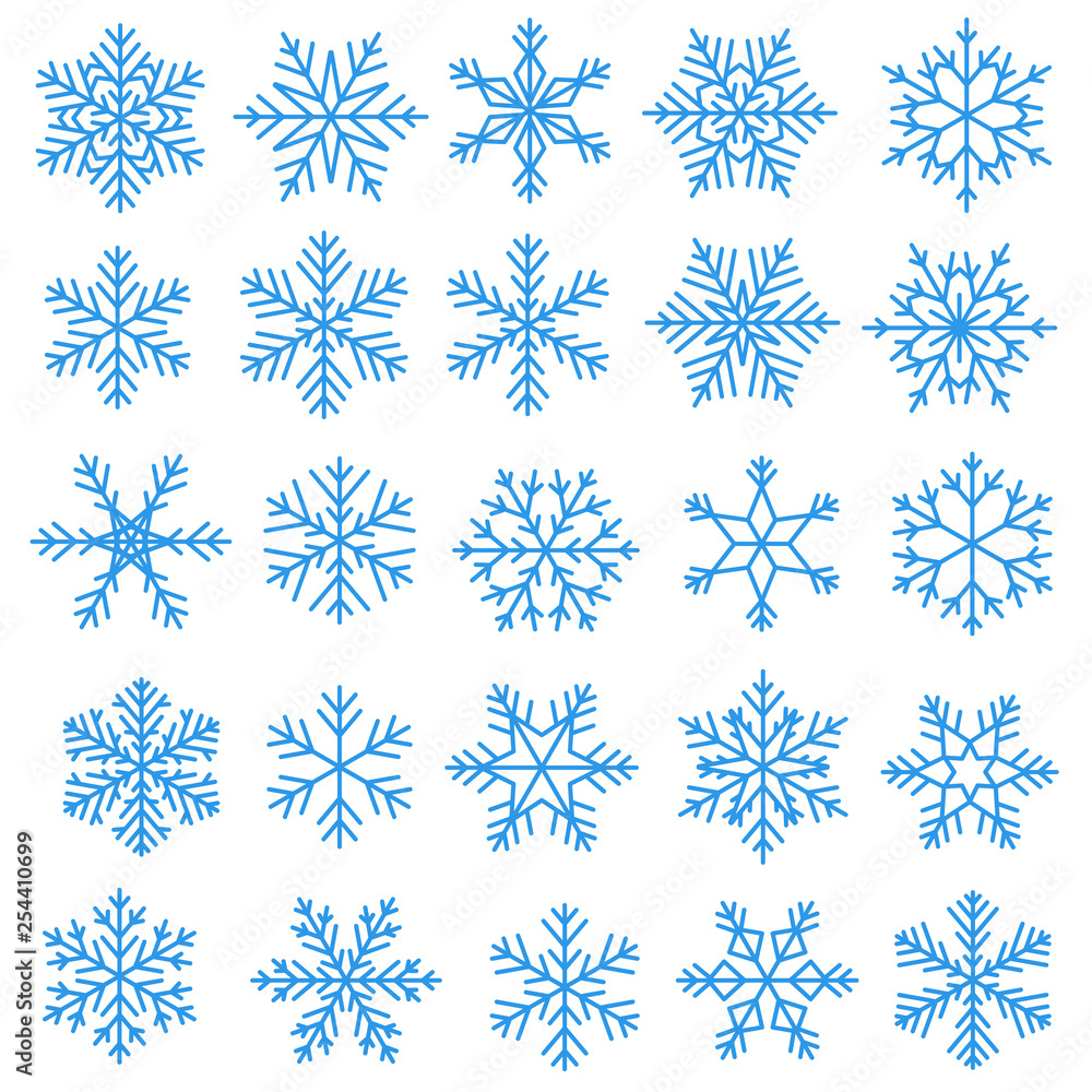 Set of snowflakes. Vector illustration.