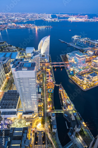 Yokohama city aerial view