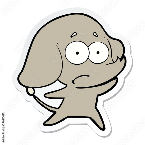sticker of a cartoon unsure elephant