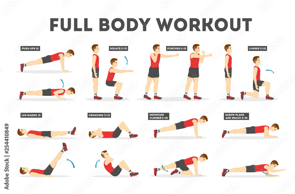 Fotografia Full body workout set. Exercise for man su EuroPosters.it