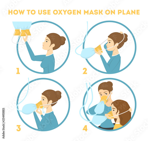 How to use oxygen mask on the plane in emergency case