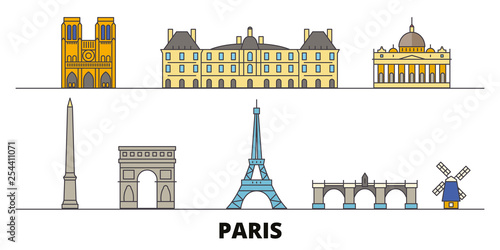 Canvas Print France, Paris flat landmarks vector illustration