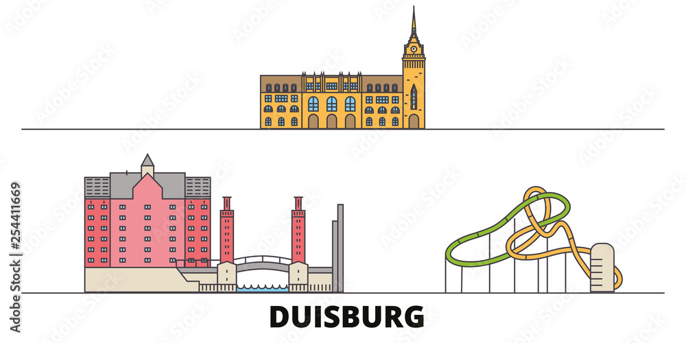 Germany, Duisburg flat landmarks vector illustration. Germany, Duisburg