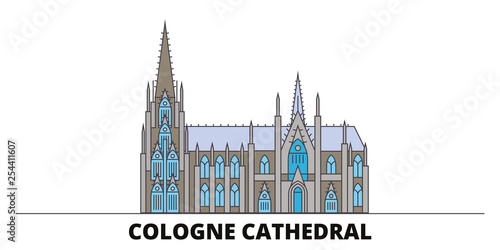 Germany, Cologne Cathedral flat landmarks vector illustration. Germany, Cologne Cathedral line city with famous travel sights, design skyline. 