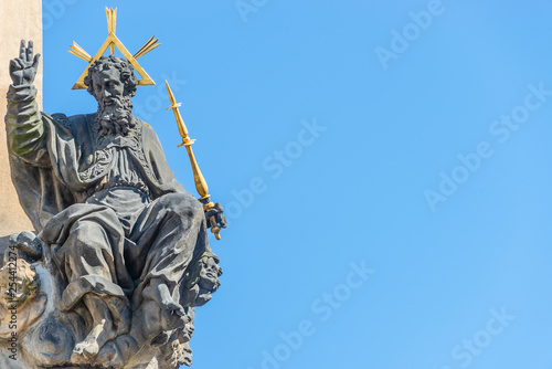 Column of the Holy Trinity, Figure of Saint with cross, Prague, Czech Republic