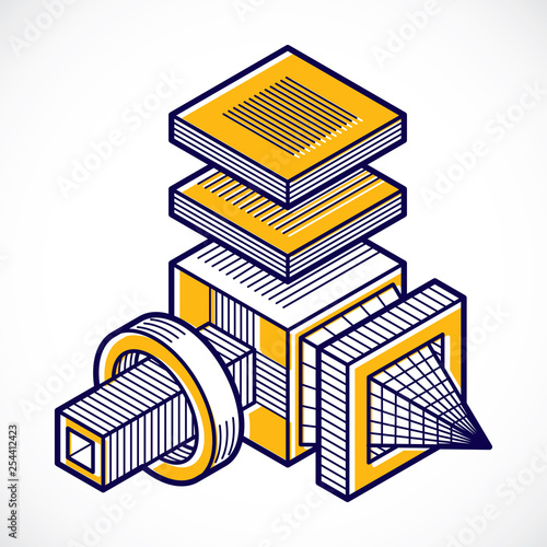 3D design, abstract vector dimensional cube shape.