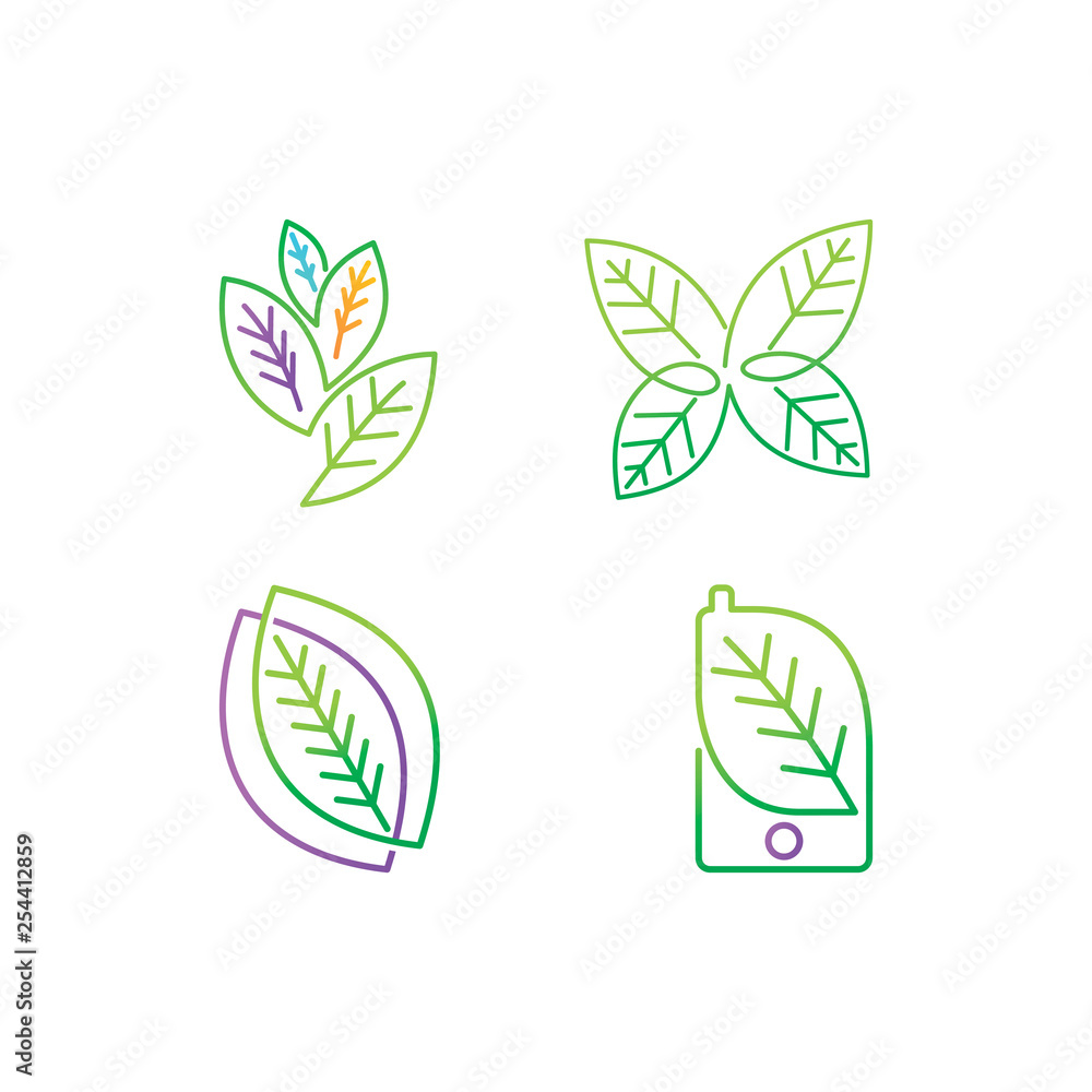 Fototapeta premium Leaf Logo Design Vector Template Set