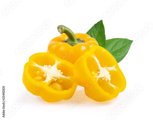 yellow pepper full depth of field on white background