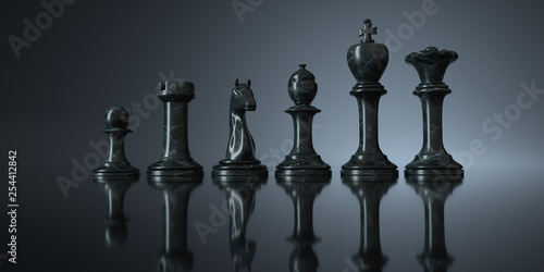 Stone Chess Pieces Dark Background