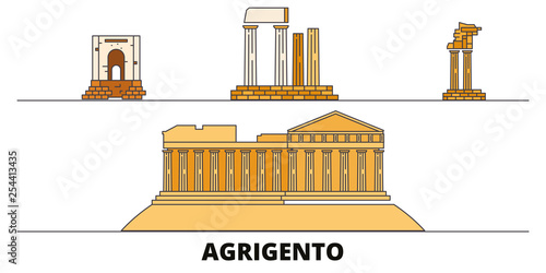 Italy, Agrigento  flat landmarks vector illustration. Italy, Agrigento  line city with famous travel sights, design skyline.  photo