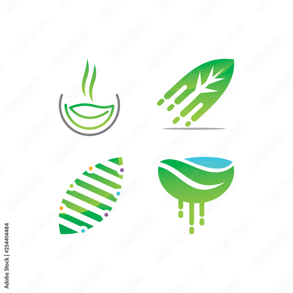 Leaf Logo Design Vector Template Set Leaf Logo Design Vector Template Set