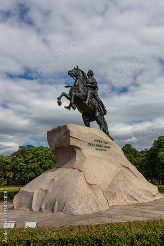 Monument to Peter the Great on a huge granite pedestal. St. Petersburg. Russia.
