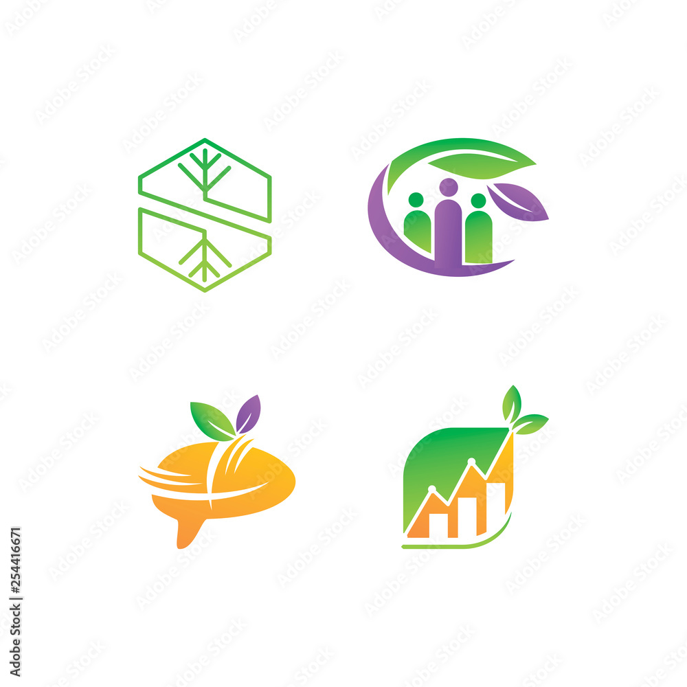 Leaf Logo Design Vector Template Set Leaf Logo Design Vector Template Set