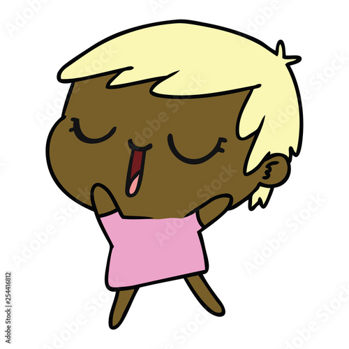 cartoon of cute kawaii short haired girl