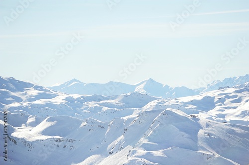 Winter scenery with mountain and snow