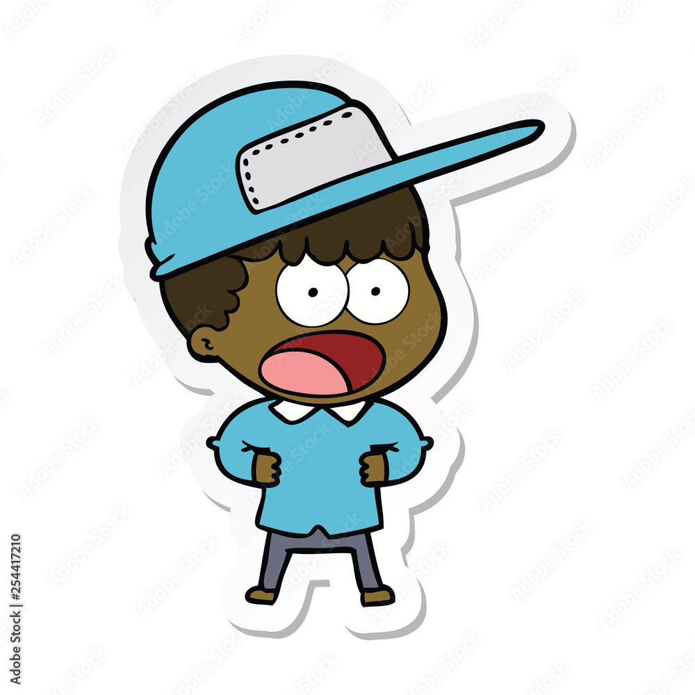 sticker of a cartoon shocked man sticker of a cartoon shocked man