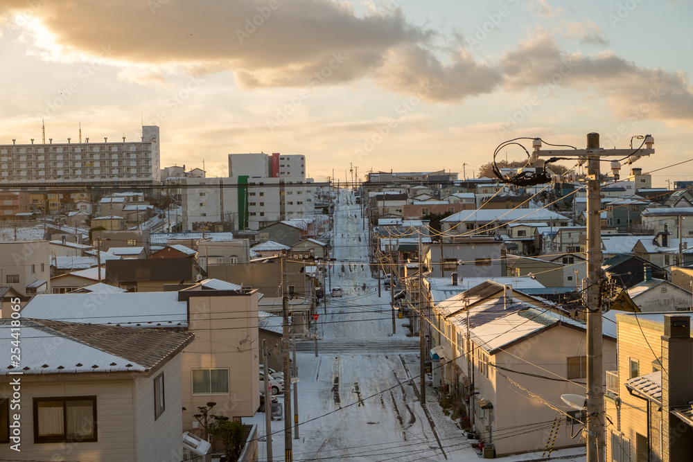 Fototapeta premium 冬の坂道風景