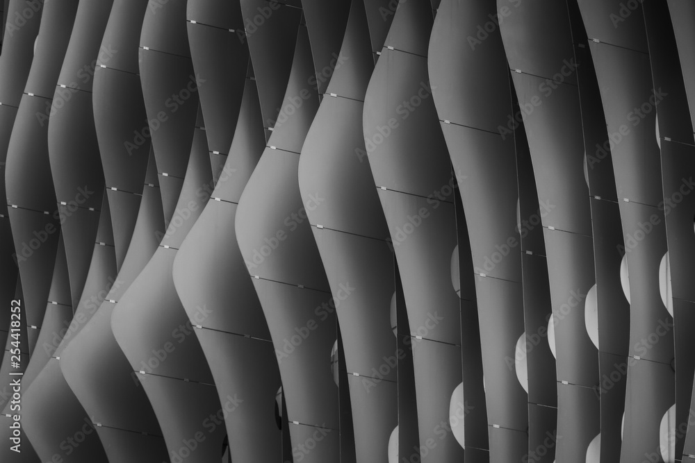 Fototapeta premium Abstrakcja czarno-biały ton Nowoczesna architektura w budynkach użyteczności publicznej Pomysły projektowe, projektowanie. Fotografia uliczna.
