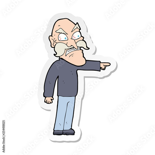 sticker of a cartoon furious old man