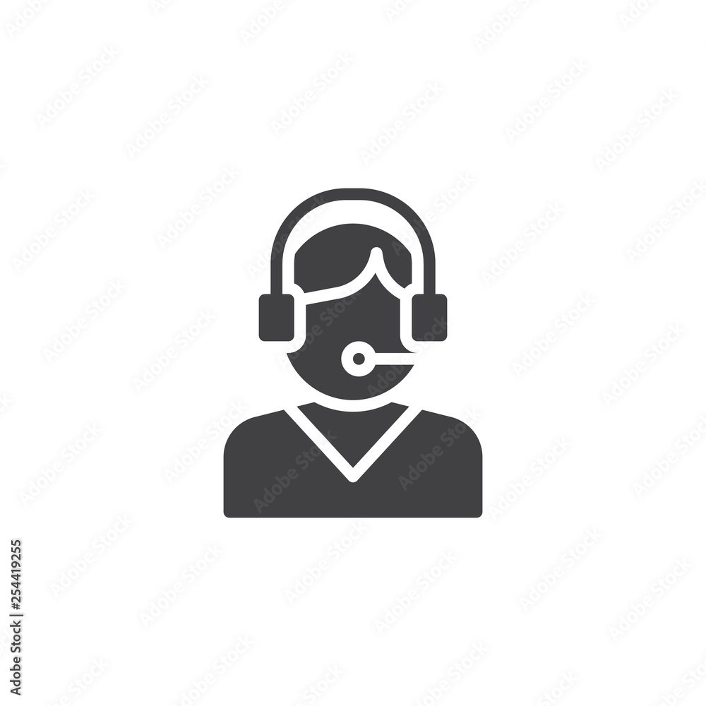 Support Operator vector icon. filled flat sign for mobile concept and web design. Call center worker with headset glyph icon. Faceless people avatar symbol, logo illustration. Pixel perfect Support Operator vector icon. filled flat sign for mobile concept and web design. Call center worker with headset glyph icon. Faceless people avatar symbol, logo illustration. Pixel perfect