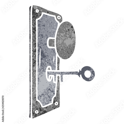 retro cartoon doodle of a door handle