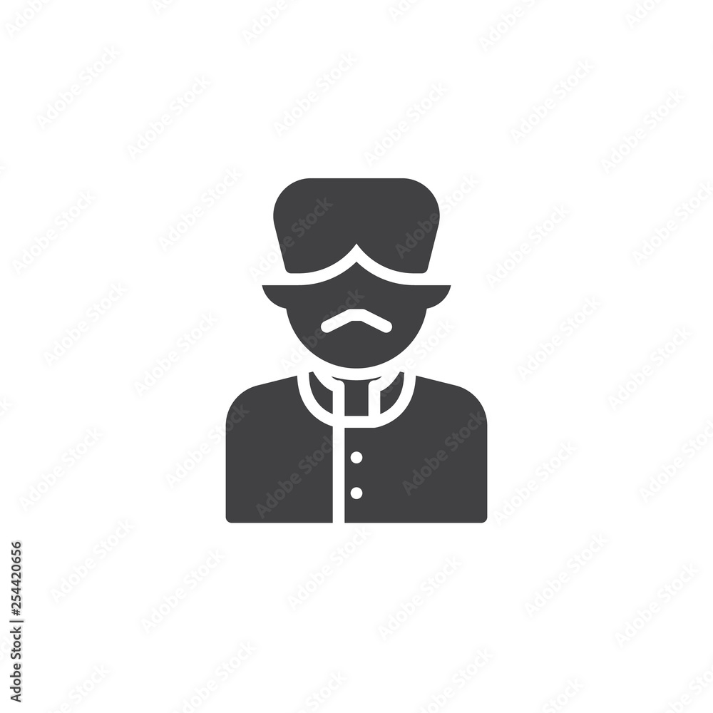 Indian man avatar vector icon. filled flat sign for mobile concept and web design. Man with turban glyph icon. Faceless people avatar symbol, logo illustration. Pixel perfect vector graphics