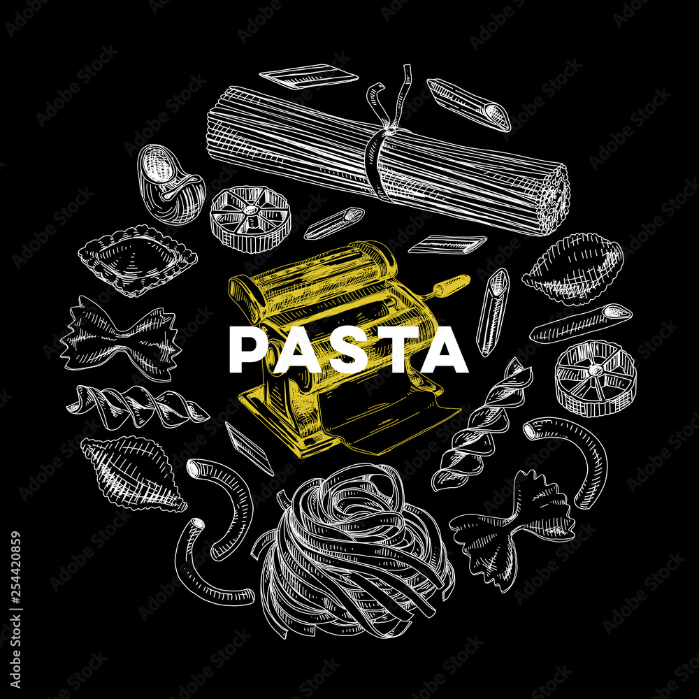 vector hand drawn pasta Illustration.