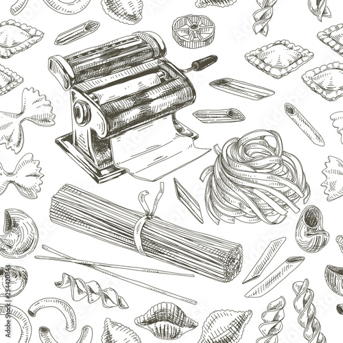 vector hand drawn pasta Illustration.