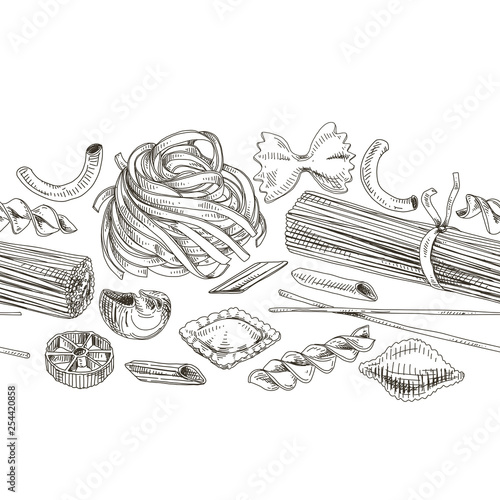 vector hand drawn pasta Illustration.