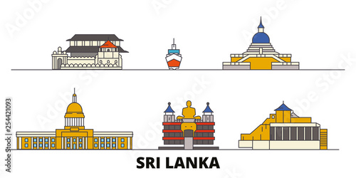 Sri Lanka flat landmarks vector illustration. Sri Lanka line city with famous travel sights, design skyline. 