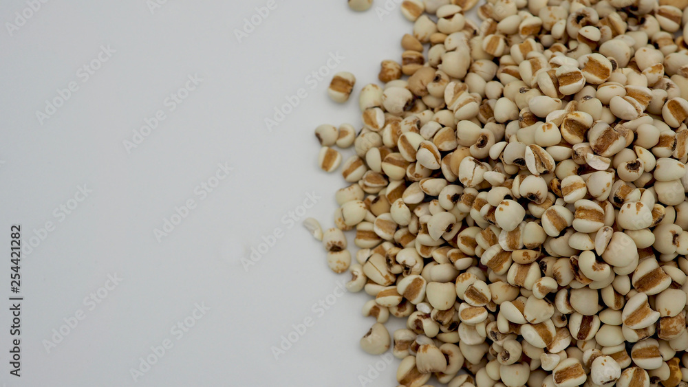 Job's Tears, also known as adlay and coix on white background. Popular in Asian cultures as a food source. Job's Tears, also known as adlay and coix on white background. Popular in Asian cultures as a food source.