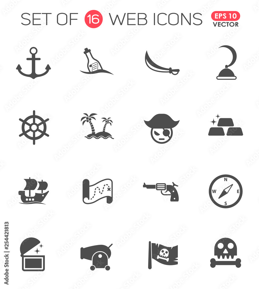 pirates vector icons for web, mobile and user interface design
