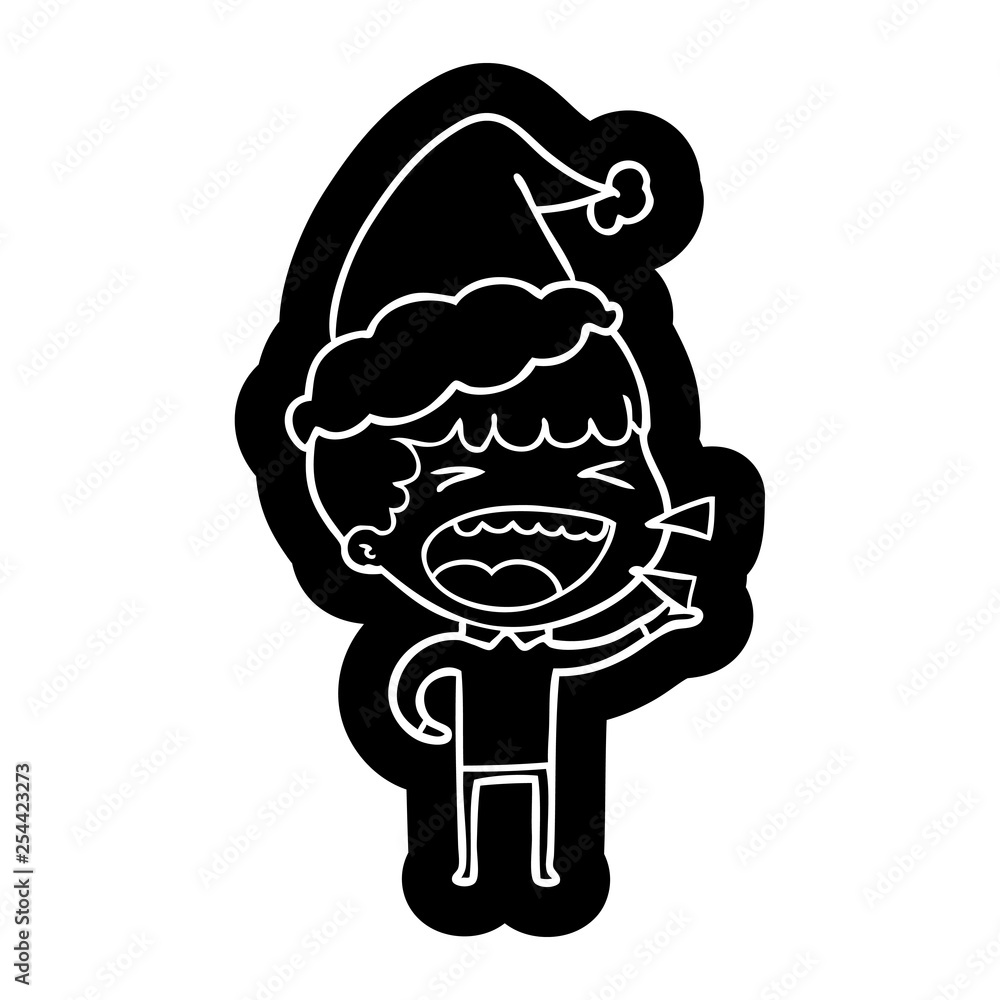 cartoon icon of a laughing man wearing santa hat cartoon icon of a laughing man wearing santa hat