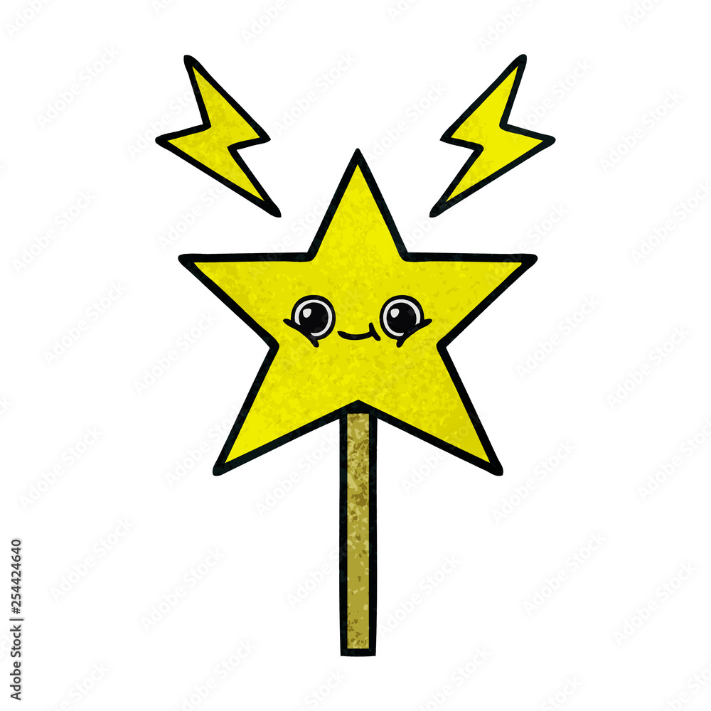 retro grunge texture cartoon magic wand retro grunge texture cartoon magic wand