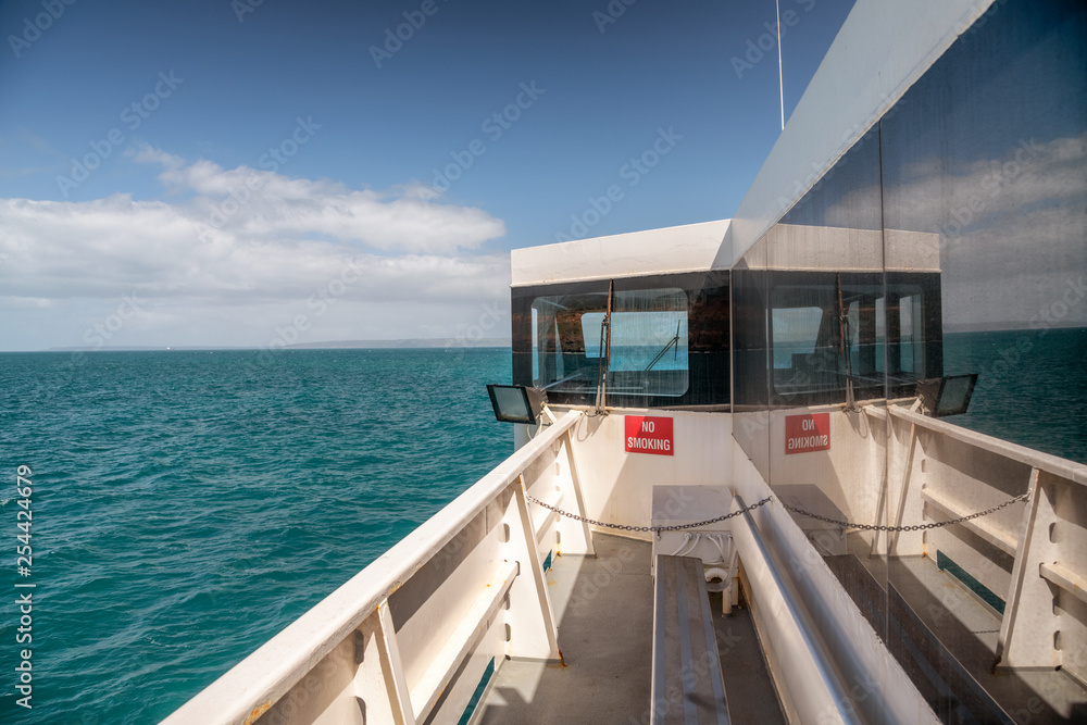 Fototapeta premium Crossing the strait with a passengers ferry