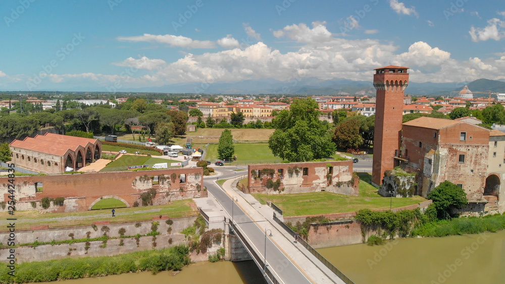 Aerial view of Pisa. Cityscape and Citadel Tower