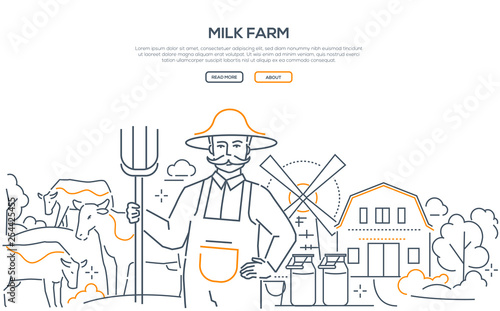 Milk farm - line design style web banner
