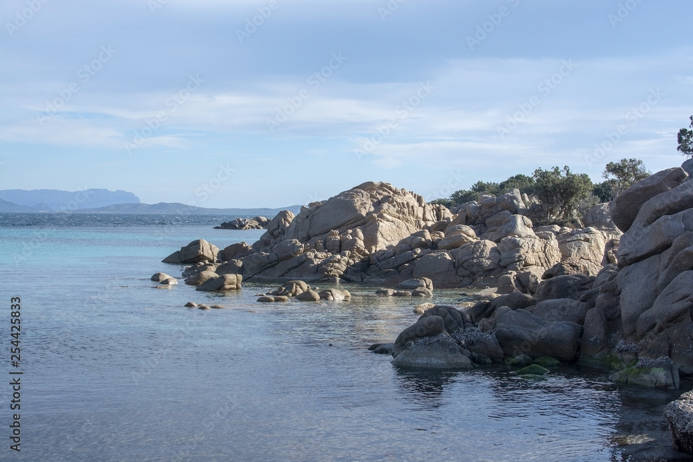 Beach with granite rocks in Sardinia Beach with granite rocks in Sardinia