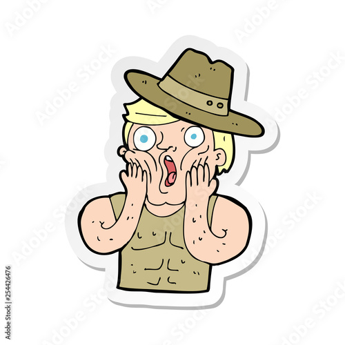 sticker of a cartoon shocked australian guy