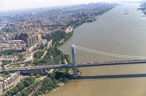 Helicopter view of George Washington Bridge in New York City photo