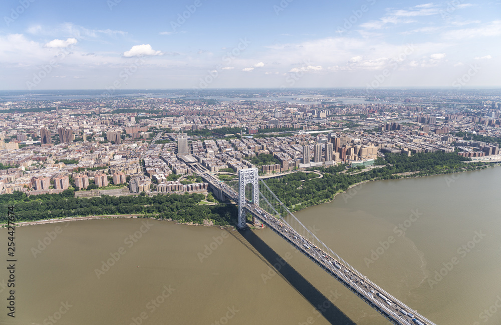 Helicopter view of George Washington Bridge in New York City