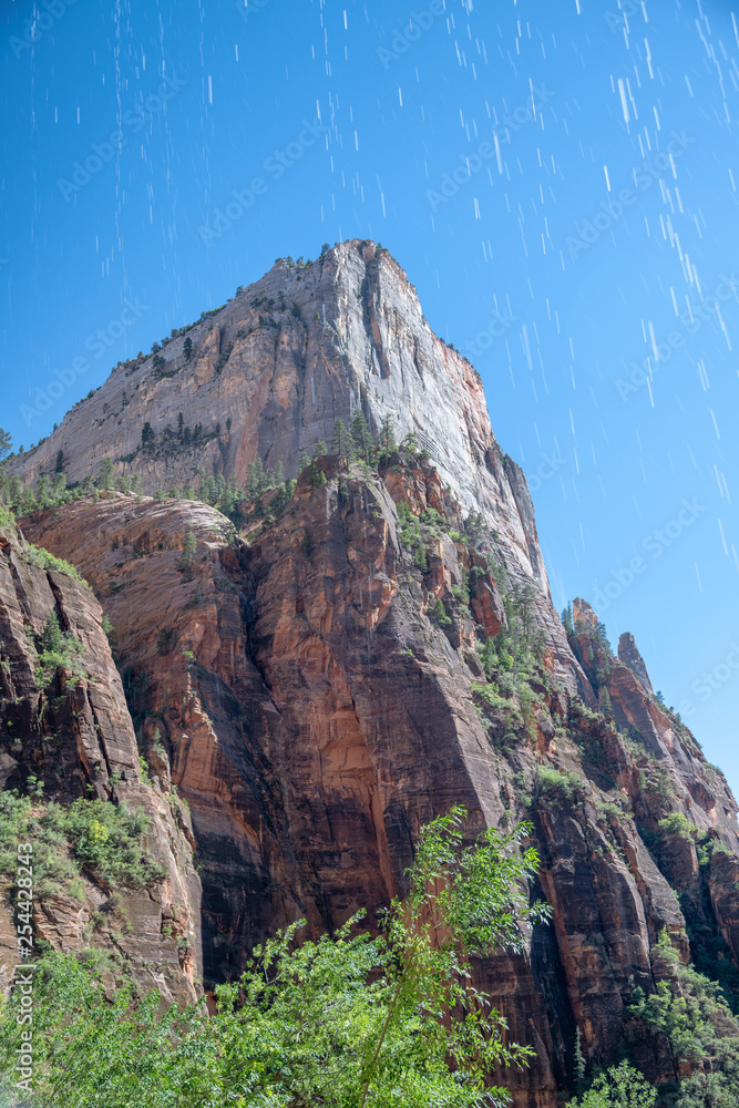 Mountains of Zion National Park, Utah. View from the waterfalls