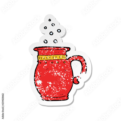 retro distressed sticker of a cartoon beer tankard