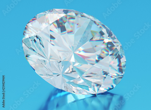 Diamond with reflected background 3d illustration.
