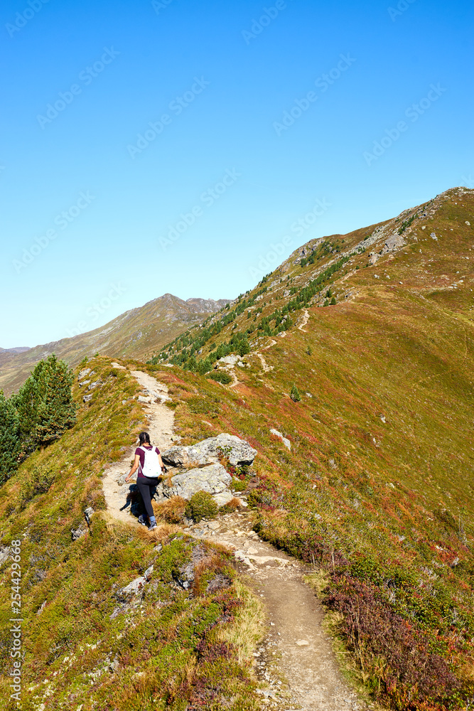Woman hiking on Mountain 