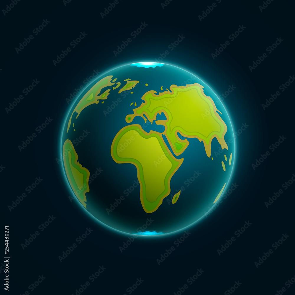 Vector earth globe illustration. Paper carving Earth map shapes with shadow. EPS 10