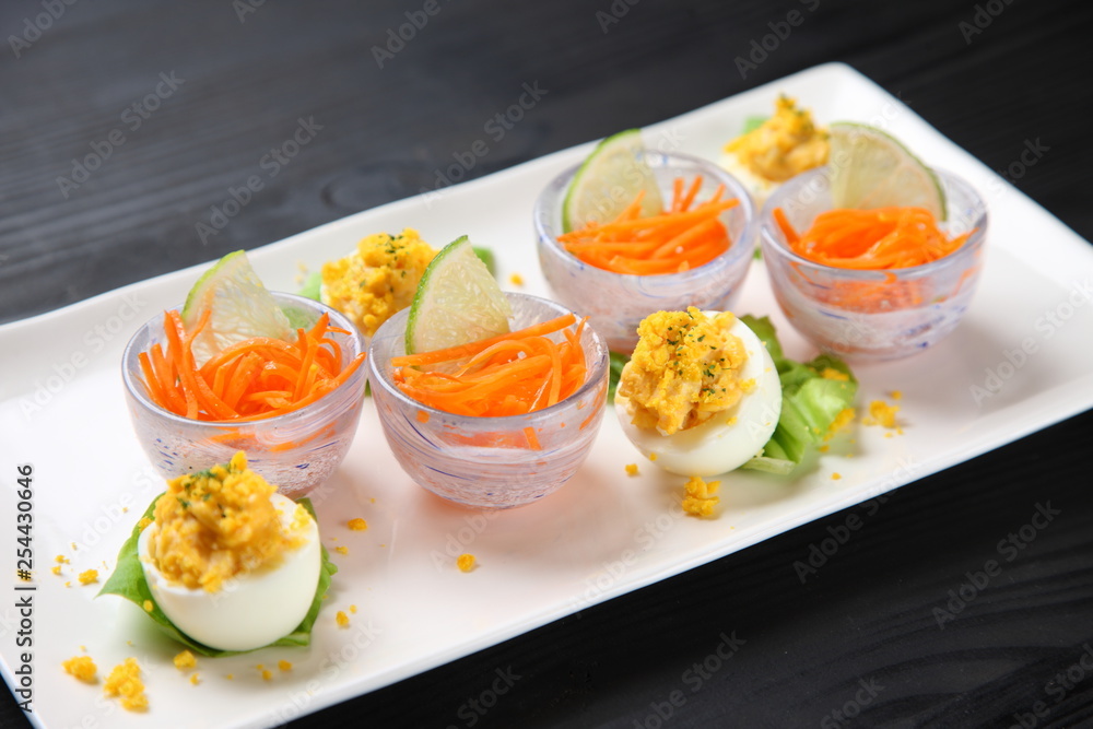 stuffed egg with carrot rappe