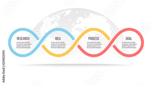 Business infographics. Timeline with 4 steps, options, loops. Vector template.