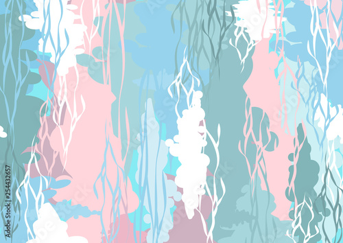 Pastel blue-pink abstract background with colored paint smears. Vector illustration